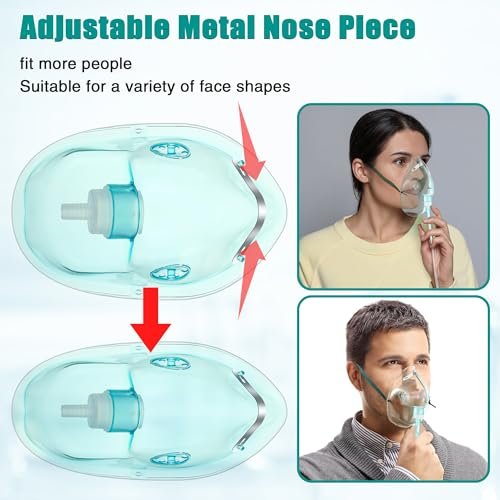 Geiserailie 2er-Pack XL Sauerstoffmaske mit 6,6 Fuß Schlauch und verstellbarem elastischen Band, Erwachsenen-Sauerstoffmaske mit Schlauch, Atemmasken für Erwachsene