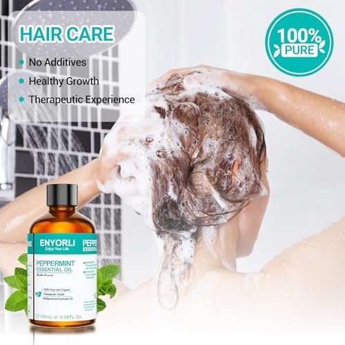 ENYORLI Pfefferminzöl 100 ml – 100% natürliches ätherisches Öl für Haare, Haut, Diffuser, Massage, Reinigung, Kerzen- und Seifenherstellung – Weihnachtsgeschenk für Frauen und Männer