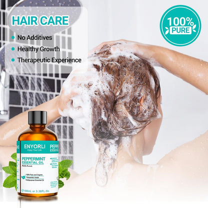 ENYORLI Pfefferminzöl 100 ml – 100% natürliches ätherisches Öl für Haare, Haut, Diffuser, Massage, Reinigung, Kerzen- und Seifenherstellung – Weihnachtsgeschenk für Frauen und Männer