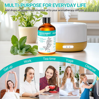 ENYORLI Pfefferminzöl 100 ml – 100% natürliches ätherisches Öl für Haare, Haut, Diffuser, Massage, Reinigung, Kerzen- und Seifenherstellung – Weihnachtsgeschenk für Frauen und Männer