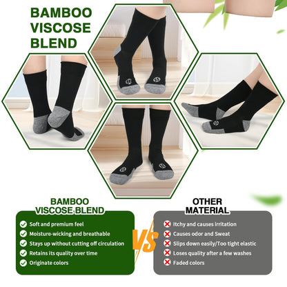 NOLUNT Diabetikersocken für Herren, 4 Paar Kompressionsstrümpfe für Neuropathie, Größen 9-12, 10-13, 13-15 (Schwarz, Large)