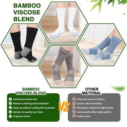NOLUNT Diabetikersocken für Herren, 4 Paar Kompressionssocken für Neuropathie, Größen 9-12, 10-13, 13-15 (Dunkelblau/Weiß/Coffee/Schwarz - Large)