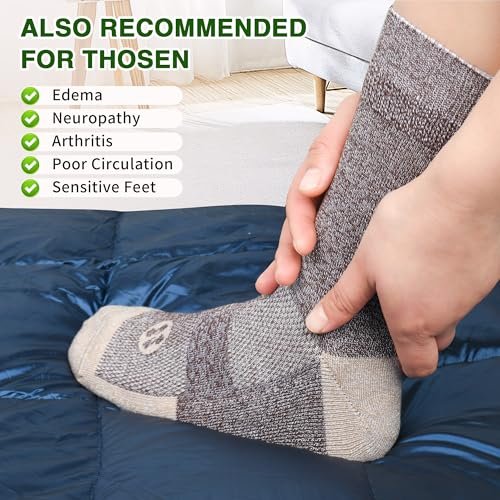 NOLUNT Diabetikersocken für Herren, 4 Paar Kompressionssocken für Neuropathie, Größen 9-12, 10-13, 13-15 (Dunkelblau/Weiß/Coffee/Schwarz - Large)
