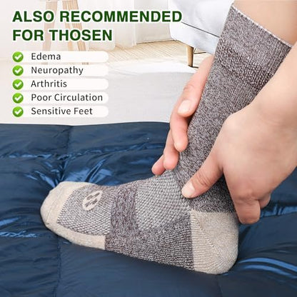 NOLUNT Diabetikersocken für Herren, 4 Paar Kompressionssocken für Neuropathie, Größen 9-12, 10-13, 13-15 (Dunkelblau/Weiß/Coffee/Schwarz - Large)