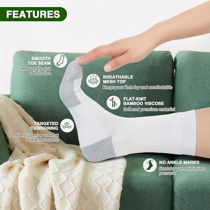 NOLUNT Diabetikersocken für Herren, 4 Paar Kompressionssocken für Neuropathie, Größen 9-12, 10-13, 13-15 (Dunkelblau/Weiß/Coffee/Schwarz - Large)