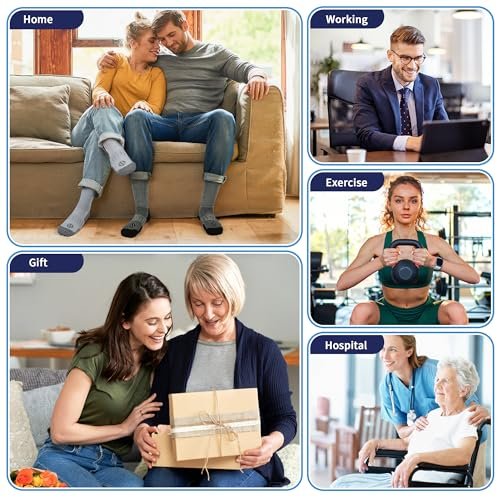 NOLUNT Diabetikersocken für Herren, 4 Paar, nicht einschnürend, lockerer breiter Bund, Socken für Herren Größe 9-12, 10-13, 13-15 (Weiß/Grau/Gelb-Cyan/Schwarz - Large)