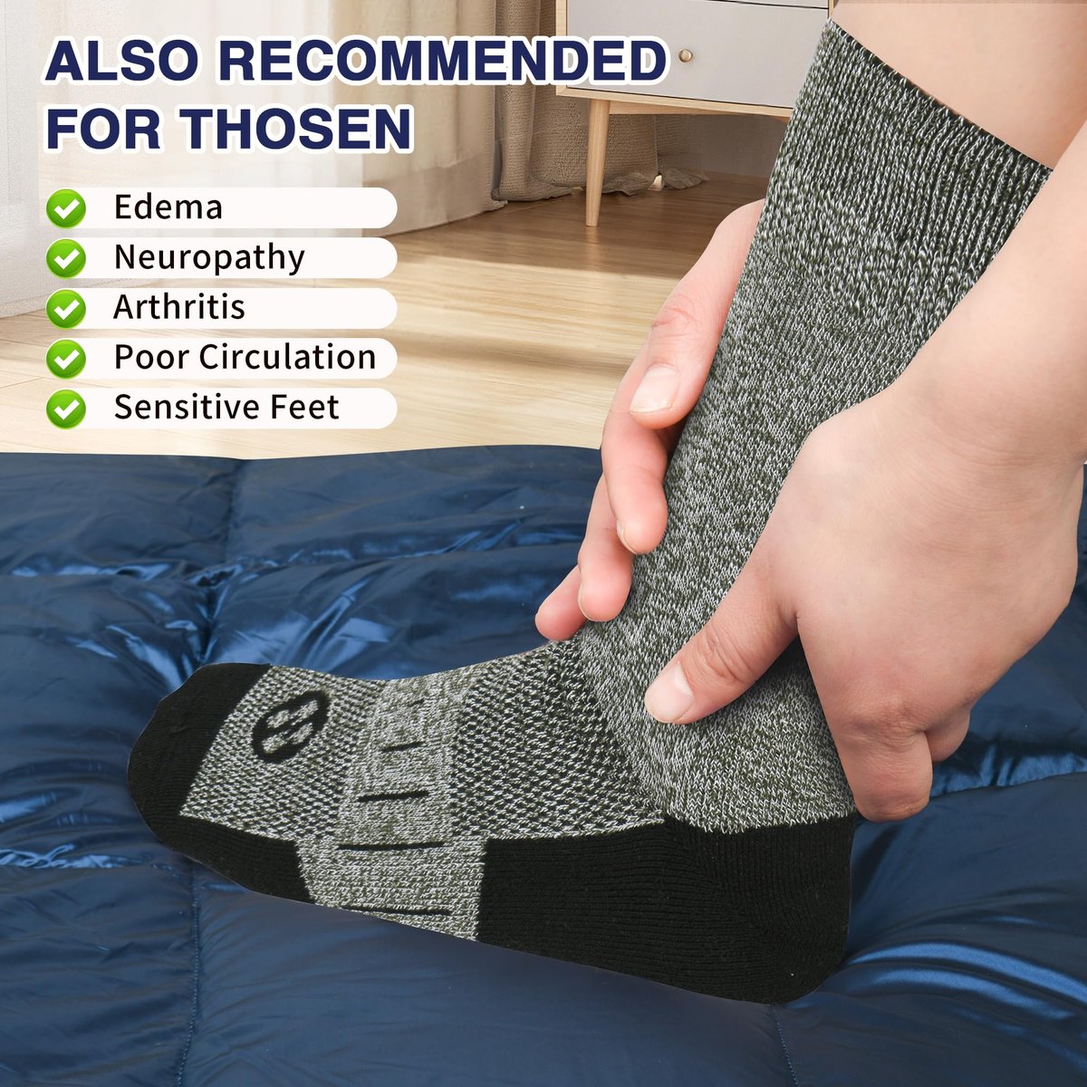 NOLUNT Diabetikersocken für Herren, 4 Paar, nicht einschnürend, lockerer breiter Bund, Socken für Herren Größe 9-12, 10-13, 13-15 (Weiß/Grau/Gelb-Cyan/Schwarz - Large)