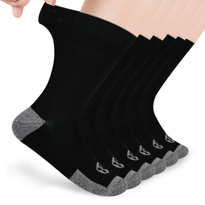 NOLUNT Diabetikersocken für Herren, 6 Paar, nicht einschnürend, für Neuropathie, Größen 9-12, 10-13, 13-15 (Schwarz, Large)