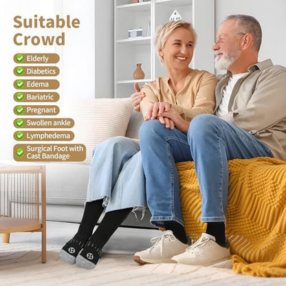NOLUNT Diabetikersocken für Herren, 6 Paar, nicht einschnürend, für Neuropathie, Größen 9-12, 10-13, 13-15 (Schwarz, Large)