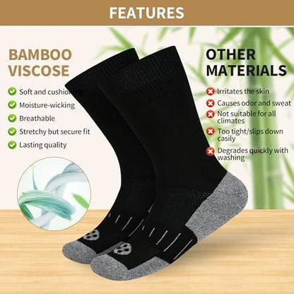 NOLUNT Diabetikersocken für Herren, 6 Paar, nicht einschnürend, für Neuropathie, Größen 9-12, 10-13, 13-15 (Schwarz, Large)