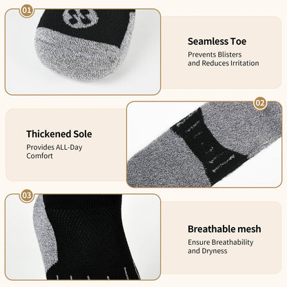NOLUNT Diabetikersocken für Herren, 6 Paar, nicht einschnürend, für Neuropathie, Größen 9-12, 10-13, 13-15 (Schwarz, Large)