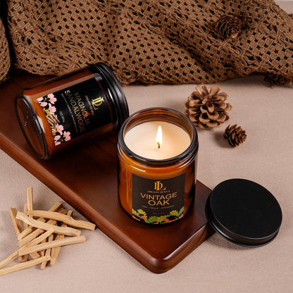 Magnolie & Sandelholz Duftkerzen, Sojakerze für Zuhause, Amber-Glas-Kerzen Geschenke für Männer und Frauen, 7oz