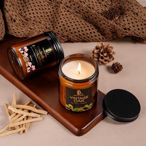 Magnolie & Sandelholz Duftkerzen, Sojakerze für Zuhause, Amber-Glas-Kerzen Geschenke für Männer und Frauen, 7oz