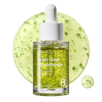 TOSOWOONG Green Caviar Poren Ampulle mit 2.500 ppm Grüner Kaviar, Niacinamid, Porenminimierer, Feuchtigkeitsspendend, Straffend, Porenverkleinernd, Koreanische Hautpflege, 33 ml