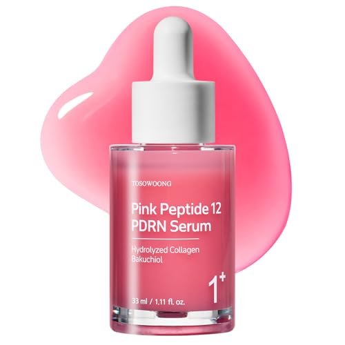 TOSOWOONG Pink Peptide 12 PDRN Serum mit Lachs-DNA PDRN 10.320 ppm, 12 Peptiden, Niacinamid – Hautglow, Feuchtigkeit, Straffung, ungleichmäßiger Hautton – Koreanische Hautpflege, 33 ml