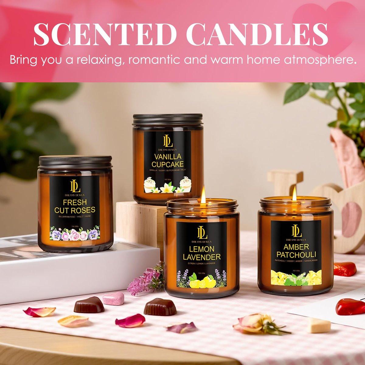 Lemon Lavender Duftkerze, Sojakerze mit Zitrone und Lavendel, 200g, 50 Stunden Brenndauer, Geschenk für Muttertag, Wohnaccessoire
