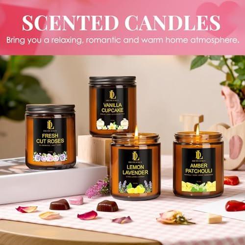 Lemon Lavender Duftkerze, Sojakerze mit Zitrone und Lavendel, 200g, 50 Stunden Brenndauer, Geschenk für Muttertag, Wohnaccessoire
