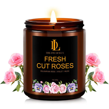 Frisch geschnittene Rosen Kerzen, Duftkerze mit Rosenduft, Muttertagsgeschenk für Frauen, Sojakerze für Zuhause, 7oz 50 Stunden Brenndauer, Wohndekoration