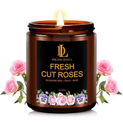 Frisch geschnittene Rosen Kerzen, Duftkerze mit Rosenduft, Muttertagsgeschenk für Frauen, Sojakerze für Zuhause, 7oz 50 Stunden Brenndauer, Wohndekoration