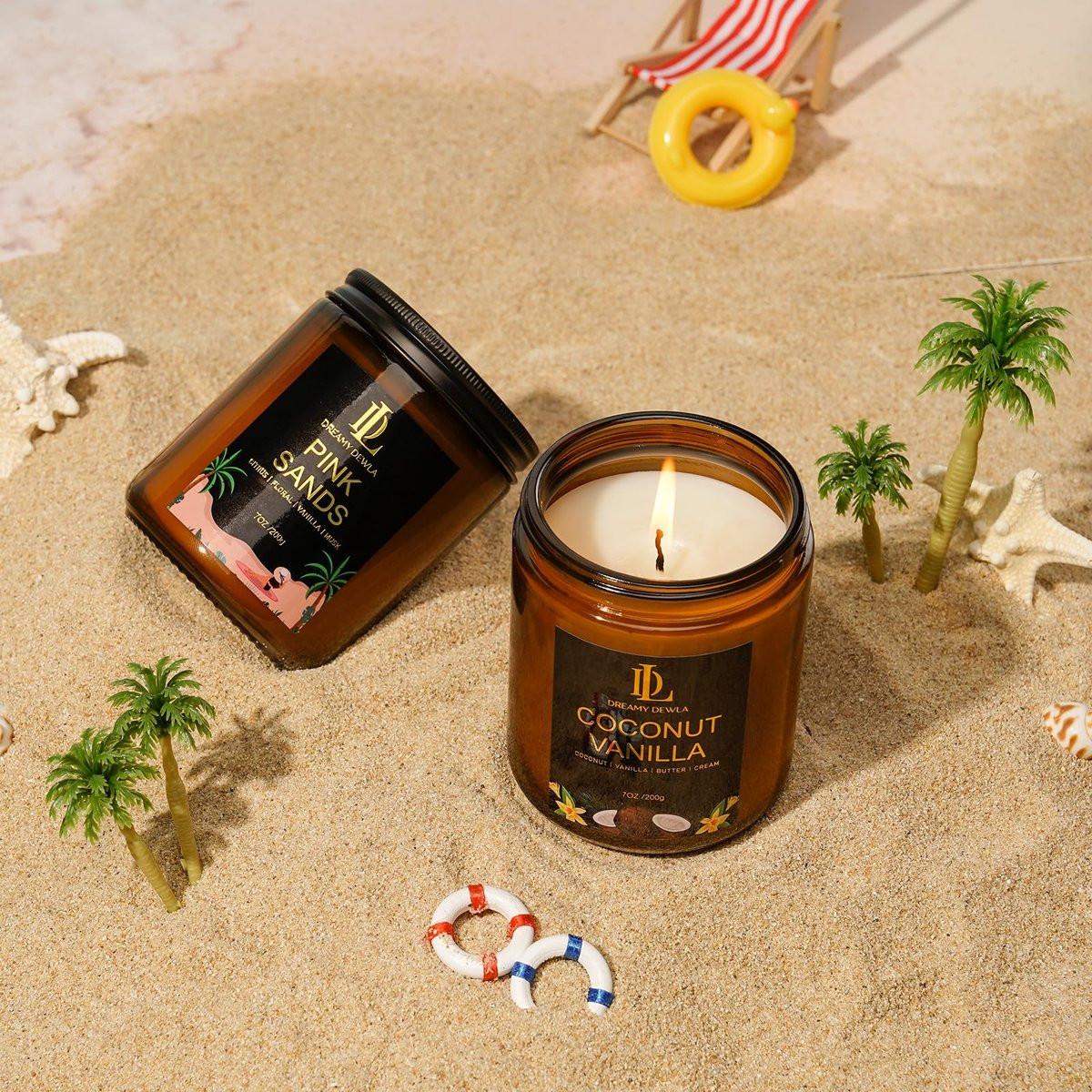 Coconut Vanilla Kerzen, 7 oz Vanille Kokos Duftkerze, Natürliche Sojakerzen für Zuhause, Lange Brenndauer 50 Stunden, Geschenk für Männer Frauen