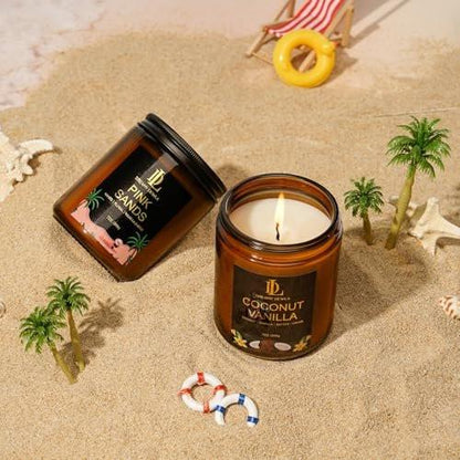 Coconut Vanilla Kerzen, 7 oz Vanille Kokos Duftkerze, Natürliche Sojakerzen für Zuhause, Lange Brenndauer 50 Stunden, Geschenk für Männer Frauen