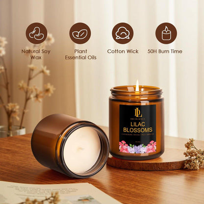 Fliederblüten Duftkerzen, Sojakerzen für Zuhause, 7oz 50 Stunden Brenndauer, Aromatherapie-Geschenke für Frauen, Lilac Blossom