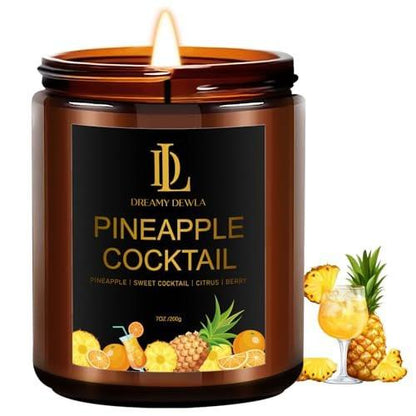Ananas-Cocktail-Kerzen, 7oz Ananas-Cocktail Duftkerze, natürliche Sojakerzen für den Duft zu Hause, langanhaltend mit 50 Stunden Brenndauer, Geschenke für Männer und Frauen