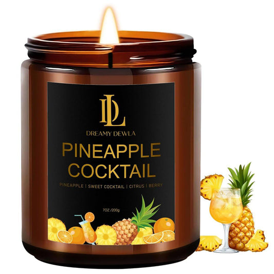Ananas-Cocktail-Kerzen, 7oz Ananas-Cocktail Duftkerze, natürliche Sojakerzen für den Duft zu Hause, langanhaltend mit 50 Stunden Brenndauer, Geschenke für Männer und Frauen