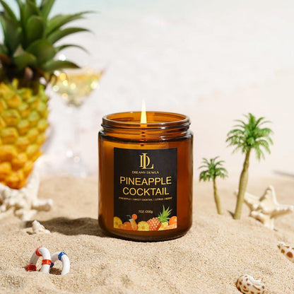 Ananas-Cocktail-Kerzen, 7oz Ananas-Cocktail Duftkerze, natürliche Sojakerzen für den Duft zu Hause, langanhaltend mit 50 Stunden Brenndauer, Geschenke für Männer und Frauen