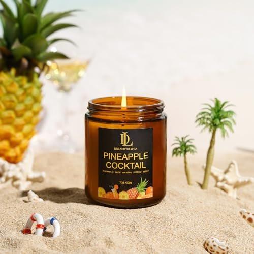Ananas-Cocktail-Kerzen, 7oz Ananas-Cocktail Duftkerze, natürliche Sojakerzen für den Duft zu Hause, langanhaltend mit 50 Stunden Brenndauer, Geschenke für Männer und Frauen