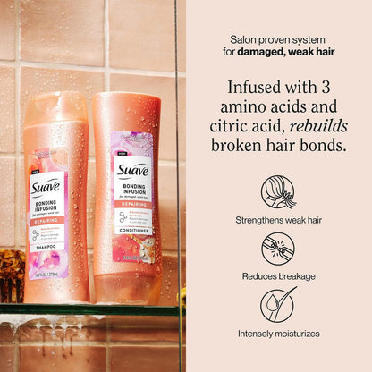 Suave Shampoo und Conditioner Set, Bonding Infusion, Restorative Behandlung für trockenes, geschädigtes Haar, 12,6 Oz je
