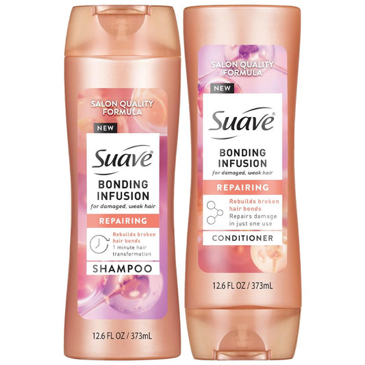 Suave Shampoo und Conditioner Set, Bonding Infusion, Restorative Behandlung für trockenes, geschädigtes Haar, 12,6 Oz je