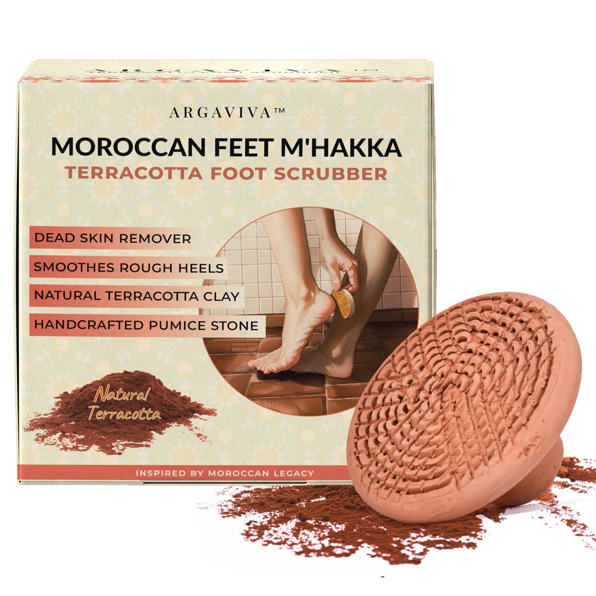 Natürlicher Terrakotta Bimsstein für die Füße – Handgefertigter Fußschrubber & Hornhautentferner mit sanfter Peeling-Wirkung und ergonomischem Design für glatte, weiche & erfrischte Füße – für ein Spa-ähnliches Pediküre-Erlebnis