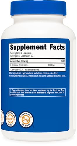 Nutricost L-Cystein 1000mg, 120 Kapseln - Non-GMO, glutenfrei, 500mg pro Kapsel