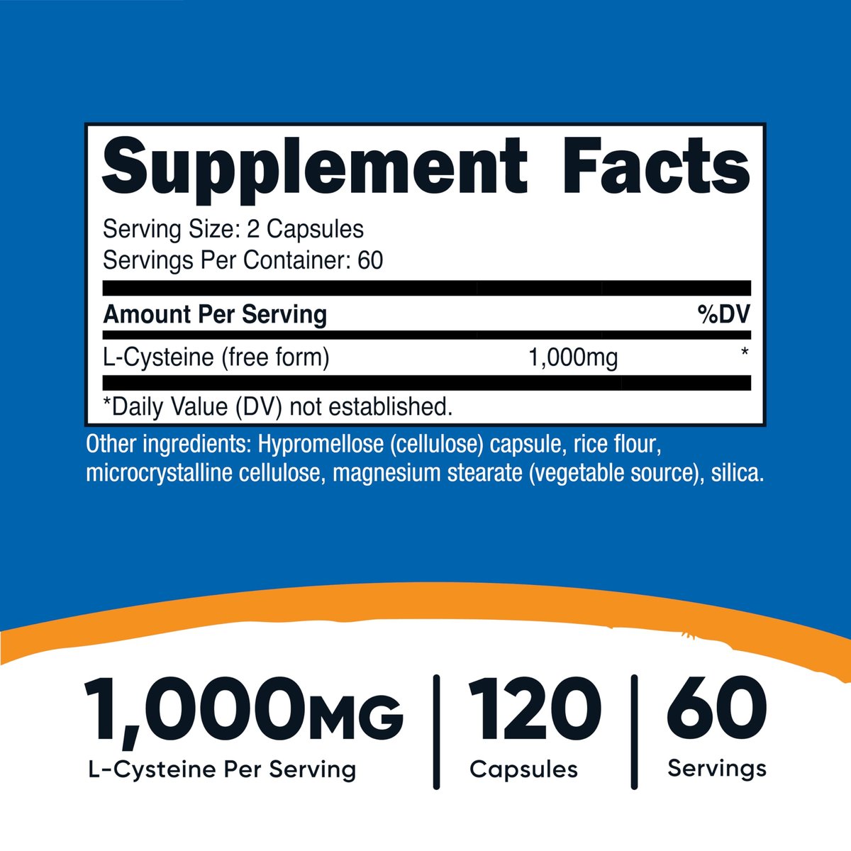 Nutricost L-Cystein 1000mg, 120 Kapseln - Non-GMO, glutenfrei, 500mg pro Kapsel