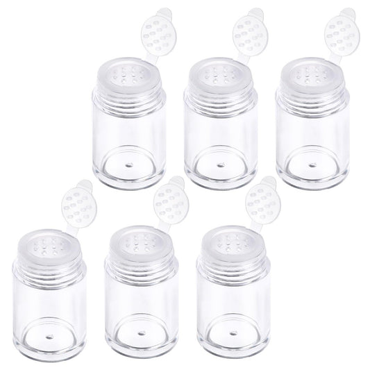 6 Stück Klare Plastik-Losepulverflasche Glitzerpulverflasche Babypuderbehälter mit 12-Loch-Sieb und Deckeln, Reisebehälter 10 ml