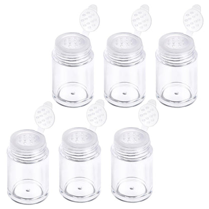 6 Stück Klare Plastik-Losepulverflasche Glitzerpulverflasche Babypuderbehälter mit 12-Loch-Sieb und Deckeln, Reisebehälter 10 ml