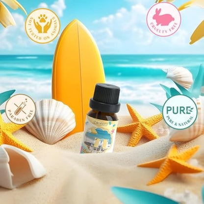 SALUBRITO Beach Fragrance Öle Set – Sommerliche Duftöle für Diffuser, Kerzen- und Seifenherstellung – Beachy Breeze, Sea Salt, Pink Island, Ocean Air, Island Time, Mint Mojito