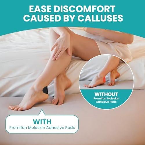 Promifun Moleskin Streifen mit Klebstoff Blasenprävention Pads Molke Haut Aufkleber für Füße Ferse Schuhe Polsterung - 24 Blatt in 4 Formen, Schwarz