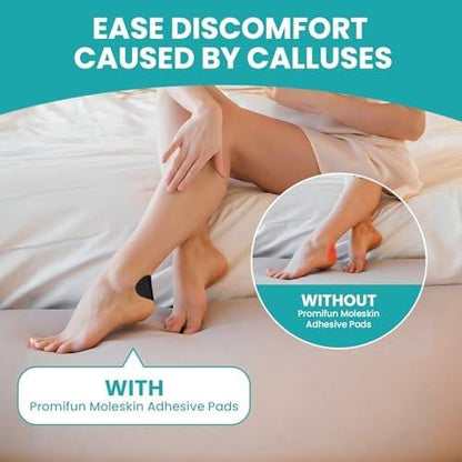 Promifun Moleskin Streifen mit Klebstoff Blasenprävention Pads Molke Haut Aufkleber für Füße Ferse Schuhe Polsterung - 24 Blatt in 4 Formen, Schwarz