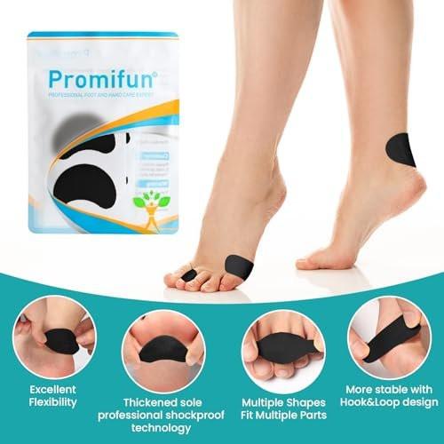 Promifun Moleskin Streifen mit Klebstoff Blasenprävention Pads Molke Haut Aufkleber für Füße Ferse Schuhe Polsterung - 24 Blatt in 4 Formen, Schwarz