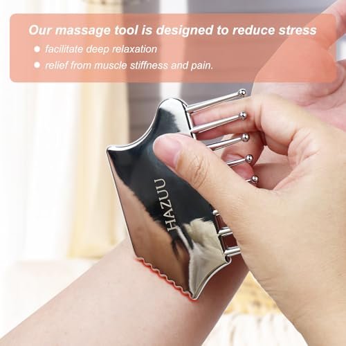 HAZUU Tragbarer Edelstahl-Kopfhautmassager - Guasha-Schabewerkzeug für Kopf, Nacken, Schultern, Beine & Arme - Ideal zur beruhigenden Entspannung (Kammform)