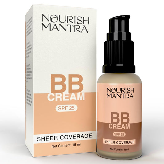 Nourish Mantra BB Cream mit SPF 25 | Perfekt für den No-Makeup-Look | Angereichert mit Niacinamid & Aloe Vera | Für alle Hauttypen | Für Frauen | 15 ml