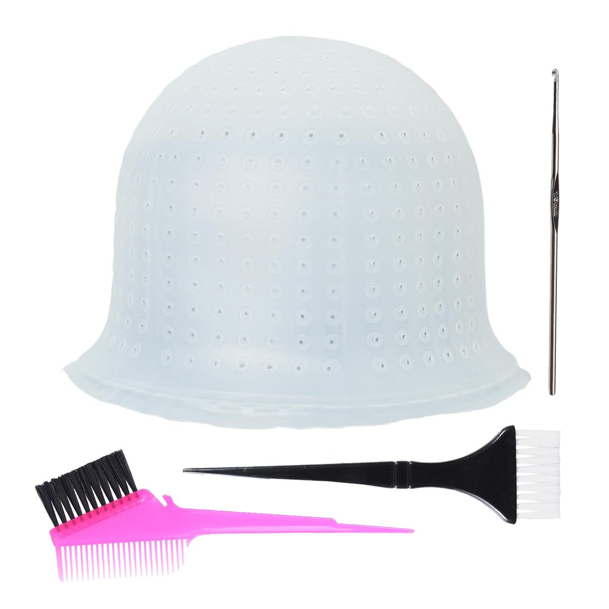 Vorgelochte Silikon-Highlighting-Kappe für professionelles Haarfärben – Wiederverwendbare Färbehaube mit Haken für Damen und Herren