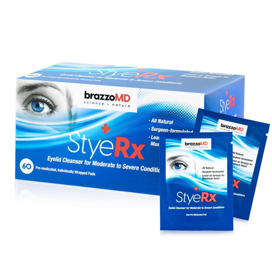 brazzoMD StyeRx Individuelle Augenlid- und Wimperntücher zur Linderung von Gerstenkörnern und Chalazien – Box mit 60 Tüchern