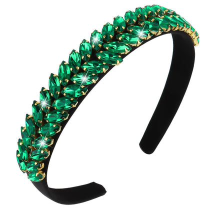 Wecoe Grüner Strass-Stirnband für Frauen und Mädchen – St. Patrick's Day, festlicher Bling-Glitzer-Kopfschmuck mit Blattform-Diamanten
