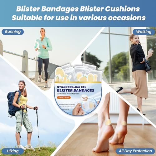 Hydrokolloid-Bandagen für Blasen an den Füßen – 36 Stück wasserresistente Gel-Blasenpflaster für Zehen, Ferse – Blasenprävention & Heilung – Sortiment