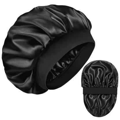 Seiden-Bonnet für Männer – Schlaf-Bonnet aus doppellagigem Satin für schwarze Frauen, lockiges Haar, Zöpfe
