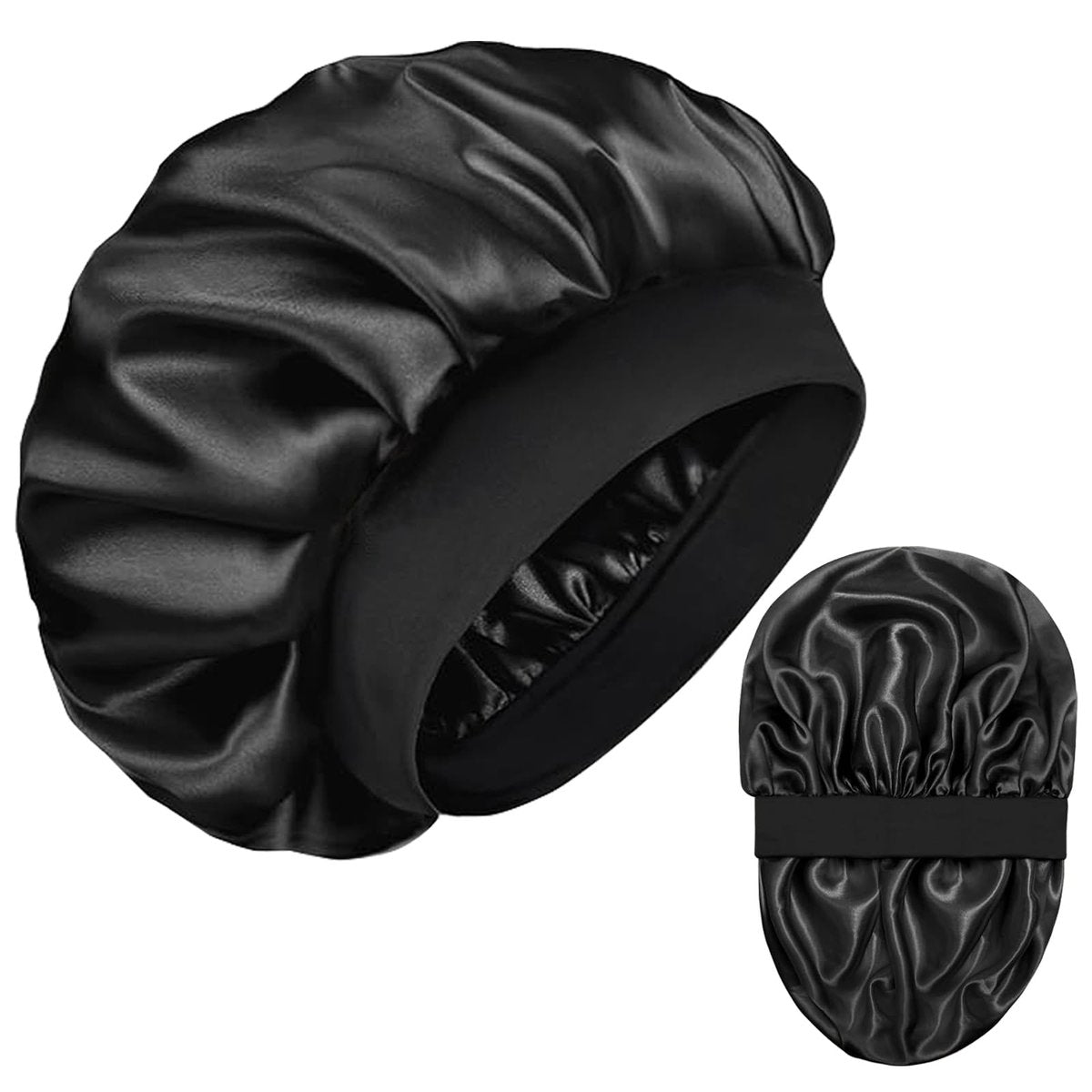 Seiden-Bonnet für Männer – Schlaf-Bonnet aus doppellagigem Satin für schwarze Frauen, lockiges Haar, Zöpfe