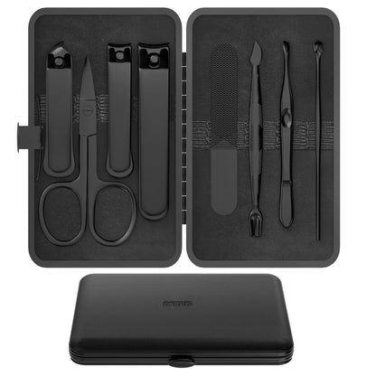 OFIDUS Präzisions-Herren-Nagelpflege-Reiseset 8-teilig, Edelstahl Maniküre-Set mit Finger- & Zehennagelknipser, Nagelfeile, Schrägpinzette, Nagelhautschere, Nagelhautschieber, Reiseetui